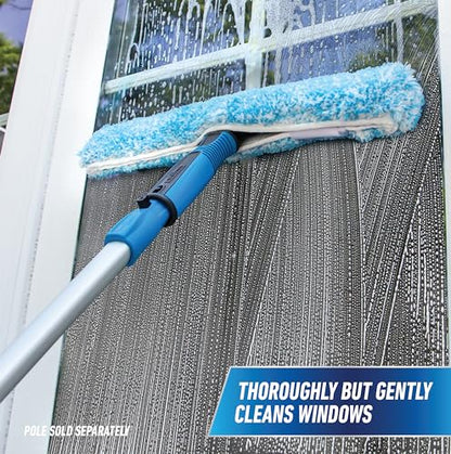 Unger Professional 14" Window Scrubber Washer for Glass Cleaning, Commercial and Residential Washing, Multipurpose Tool, Gently Clean Windows, Reusable Microfiber Sleeve (Pack of 6) - size: 14" (Pack of 6), style: Striped Scrubber II