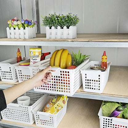 3-Pack Large Plastic Storage Basket, Plastic Storage Bin, White