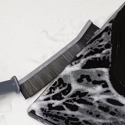 Grooved Detail Cleaning Brush - Handheld Hard Bristle Brush for Tile Grout, Window Tracks, Appliance Seams & Tight Gaps - Compact Gap and Crevice Scrubber Tool (Black)