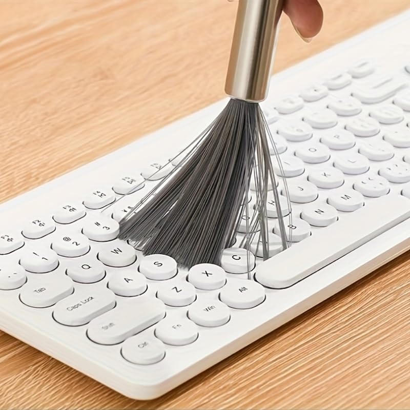 Long Handle Hanging Cleaning Brush Multi Purpose Stainless Steel Design with Sturdy Medium Strength Bristles for Bathroom Kitchen Living Room Bedroom and Furniture