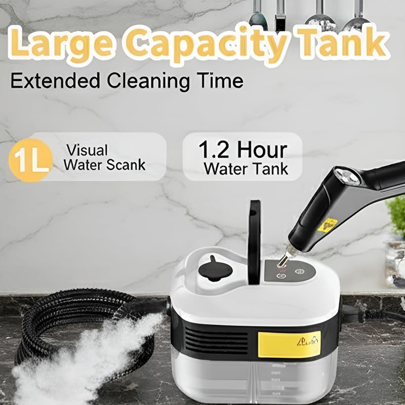 2026 Portable Handheld Steam Cleaner, 2500W High Pressure Steam Cleaner, 229°F High Temperature Pressurized Steam Cleaner with Brushes for Home, Tile, Grout, Car, Kitchen, Furniture Cleaning (White) - color: White