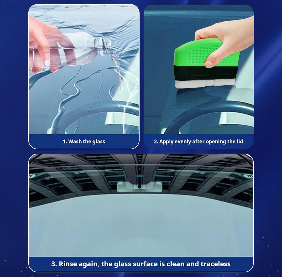 3PCS Car Window Oil Film Cleaning Brush, 2026 Upgrade 2.0 Clear View Glass Cleaner, Auto Glass Oil Film Remover, Anti-Rain & Anti-Fog Protection for Safe Driving, Complete Kit with Brush & Towel