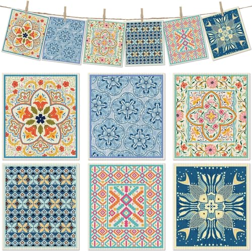 6 Packs Swedish Paper Cloths for Kitchen, Reusable Paper Towels Washable Dish Rags, Highly Absorbent Kitchen Towels Quick Drying Swedish Sponge Cleaning Dish Cloths (Fish Ornamentation) - color: Fish Ornamentation