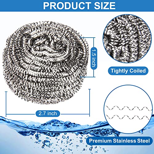 10 Pack Stainless Steel Scrubber, Steel Wool Srubber for Scouring Stubborn Messes from Pots and Pans, Stoves,Broiler Racks,Grills and More - size: Stainless Steel-Pack of 10 Scrubbers