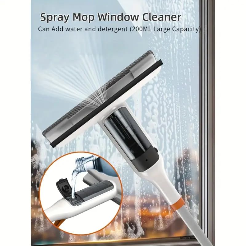 3-in-1 Glass Cleaning Kit: Durable Metal Pole, Silicone Scraper, high-Pressure Spray Wand. Ergonomic Easy-Grip Handle for high Windows, Shower Doors & car windshields
