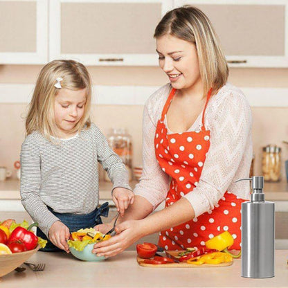 ARKTEK Large Stainless Steel Countertop Soap Dispenser - Rust and Leak Proof Liquid Hand Soap Pump Bottle for Kitchen, Bathroom and Countertop Hand Dish Lotion (20 Oz / 600 ml) - color: 666-sliver