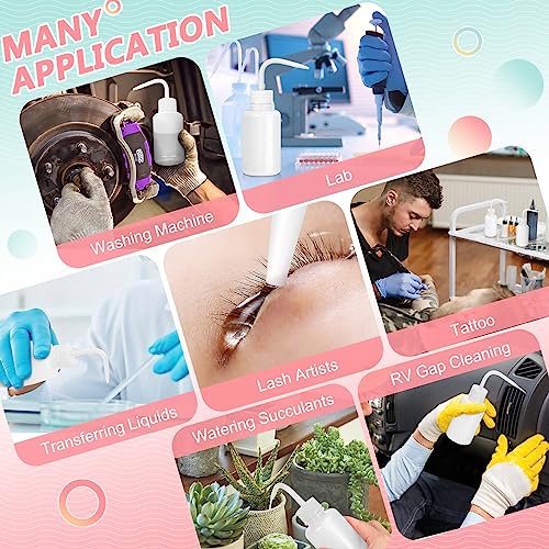 Valchoose Professional 2PCS 150ML Lash Water Bottle Squeezer, 5.1oz Tattoo Wash Bottle No Need to Squeeze Hard, Easy to Carry Plastic Wash Bottle for Eyelashes, Cleaning(Translucent White) - color: White, size: 2x150ml