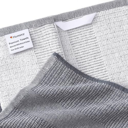 Homaxy Premium Kitchen Towels(18”x 28”, 6 Pack), Large Cotton Kitchen Hand Towels, Flat and Terry Dish Towels, 380 GSM Highly Absorbent Tea Towel Set with Hanging Loop, Grey - color: Grey, style: 6-pack