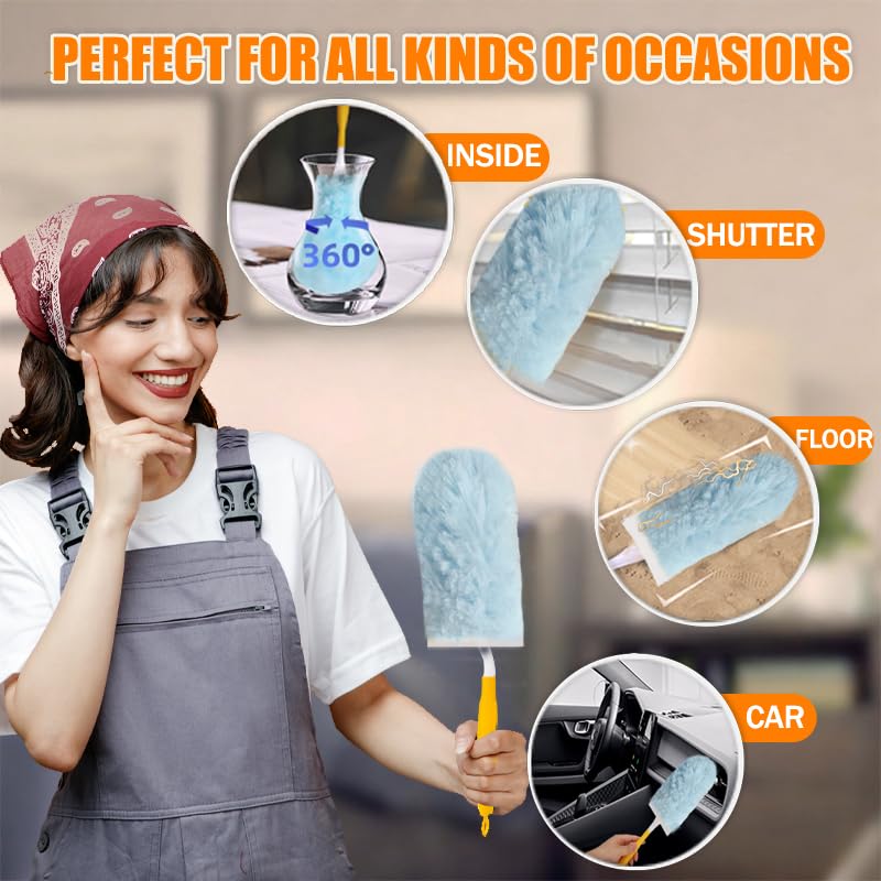 40 Count Duster Refills for Swiffe Duster,360° Heavy Duty Duster Refills, Disposable Microfiber Duster for Cleaning Dusting Furniture Blind Ceiling Fan (40 Count Refills+2 Handle)
