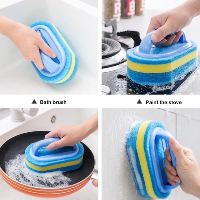 Cleaning Brush for Bathroom, Kitchen, Bathtub, Toilet, Multi-Surface Shower Cleaner & Toilet Brush Cleaner with Comfortable Handle(Blue) - color: Blue