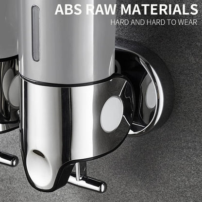 No-Drill 3 Pack 500ml Wall Mounted soap Dispenser for Bathroom and Kitchen, Shampoo and Conditioner Dispenser Drill Free with Adhesive(Round-Silve) - color: Silver-1