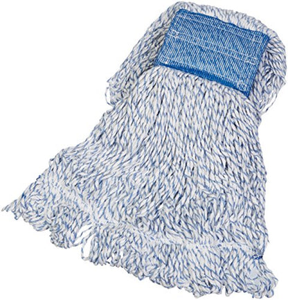 Amazon Basics Loop-End Rayon Finish Commercial String Mop Head for Floor Cleaning, 5 Inch Headband, Medium, 6-Pack