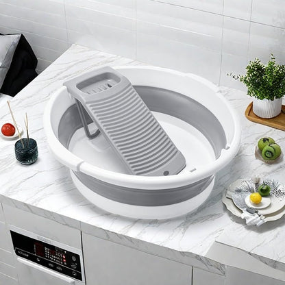 Large Collapsible Washboard Basin for Hand Washing Clothes - Portable Laundry Tub with Scrubber, Durable & Sturdy, Foldable Space-Saver, Ideal for Home, Travel, and Camping (Gray) - color: Gray
