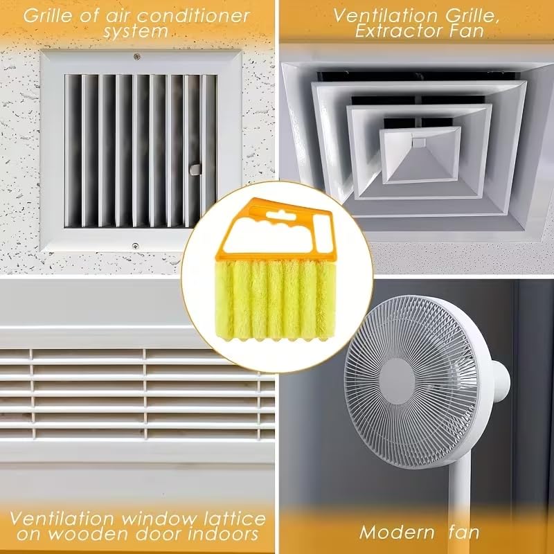 2pcs Microfibers Washable Window Cleaning Brushes for Effortless Dust Collection and Blinds Cleaning, Yellow - color: Yellow