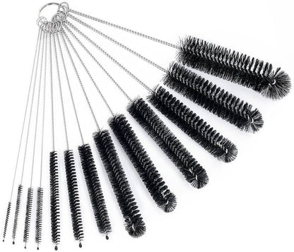 CiaraQ Bottle Cleaning Brushes, 8 Inch Nylon Tube Brush Set, Cleaner for Narrow Neck Bottles Cups with Hook, Set of 13pcs - color: Black, size: 8.0 Inch (13pcs)