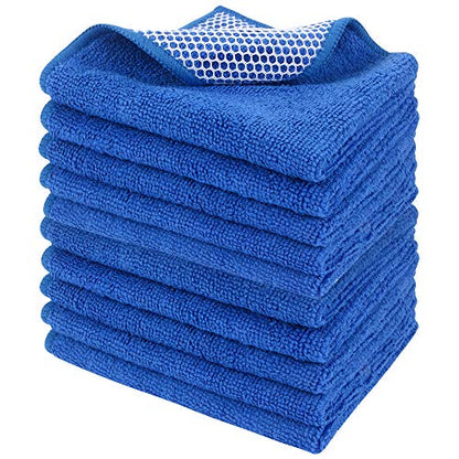 SINLAND Absorbent Microfiber Dish Cloth Dish Rags Best Kitchen Cloths Cleaning Cloths with Poly Scour Side 12Inchx12Inch 10 Pack Dark Blue - color: Dark Blue, size: 12inchx12inch 10pack
