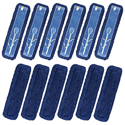Matthew Cleaning 36'' Industrial Strength Cotton Dust Mop Refill Washable Replacement Heads for Residential & Commercial Use Fit Standard Dust Mop Frames, Hardwood, Laminate, Concrete Floors 12 Pack - color: Blue, size: 36'' 12 Pack