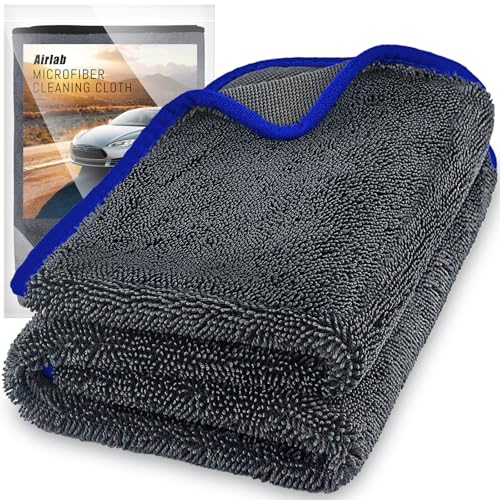 Airlab Microfiber Towels for Cars Wash Drying Extra Large Super Absorbent Cleaning Cloth Auto Detailing Ultra Soft, Lint-Free, Streak-Free, 35 x 24 Inch, Pack of 1, Grey-Blue, 600 GSM - color: 35 X 24 Inch, Pack of 1, Grey-blue, 600 Gsm