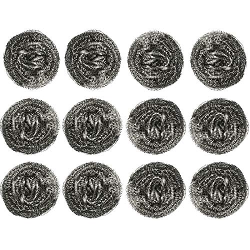 Stainless Steel Kitchen Cleanging Sponges Scouring Pad Steel Wool Scrubbers (Pack of 12)