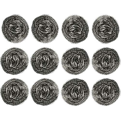Stainless Steel Kitchen Cleanging Sponges Scouring Pad Steel Wool Scrubbers (Pack of 12)