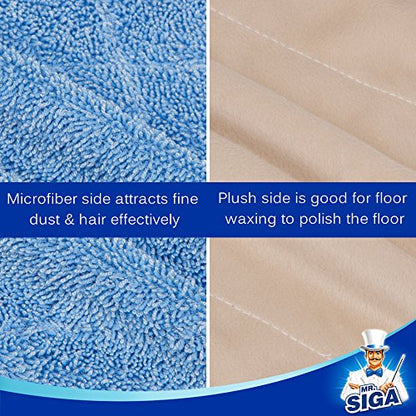 MR.SIGA Professional Microfiber Mop Refills, Pack of 3, Size: 42cm X 23cm - color: Blue - Mop Pad Refills