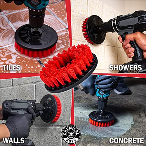 Chemical Guys ACC508 Heavy Duty Spinner Multi-Surface Drill Brush Attachment (Fits Any Standard Drill - Power Scrubber Removes Heavy Stains, Dirt & Grime from Grout, Tubs & Showers), Red - style: Heavy Duty