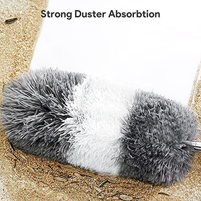 DELUX Microfiber Feather Duster,7 PCS Reusable Bendable Washable Cobweb Duster with 100 inches Extra Long Extension Pole for Cleaning Ceiling Fan, High Ceiling, Blinds, Furniture & Cars - color: 7pc-gray