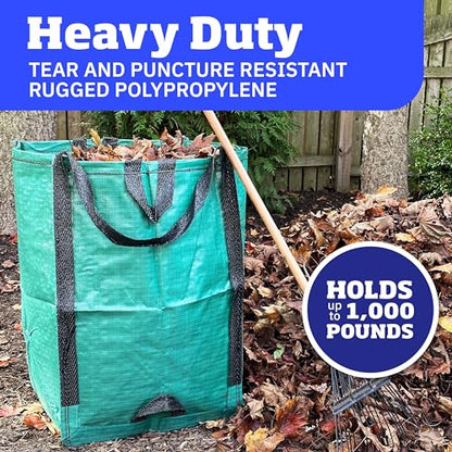 DURASACK Heavy Duty Home and Yard Bags 48-Gallon Reusable Self-Standing Lawn and Leaf Bags Garbage Can with Reinforced Handles, Green - color: Green