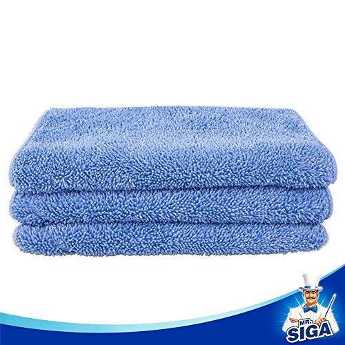 MR.SIGA Professional Microfiber Mop Refills, Pack of 3, Size: 42cm X 23cm - color: Blue - Mop Pad Refills