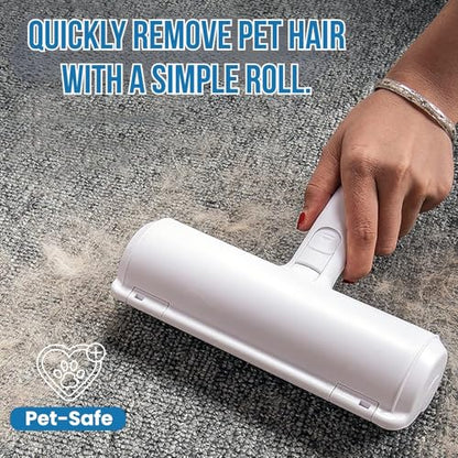 Pet Hair Remover Roller – Reusable Lint Roller for Dog & Cat Hair – No Batteries or Sticky Tape Needed – Works on Furniture, Couch, Carpet, Car Seats, Bedding & Rugs – Portable & Eco-Friendly (White)