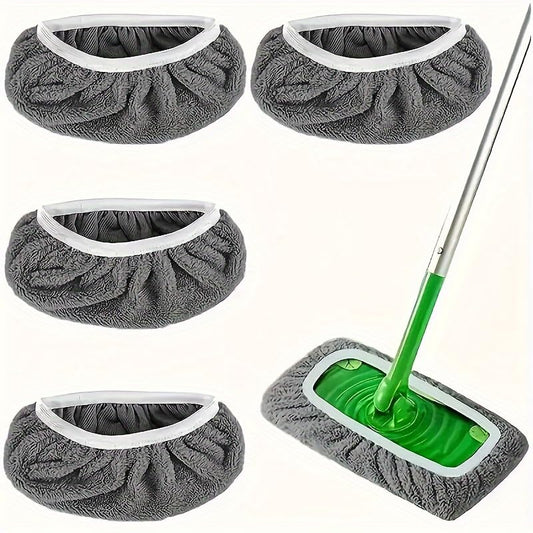 Microfiber Mop Pads - 4 Pack Reusable Washable Refills for Wet & Dry Floor Cleaning - Fits Most Standard Mops - Gray Household Cleaning Pads - color: Gray