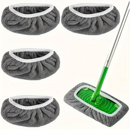 Microfiber Mop Pads - 4 Pack Reusable Washable Refills for Wet & Dry Floor Cleaning - Fits Most Standard Mops - Gray Household Cleaning Pads - color: Gray