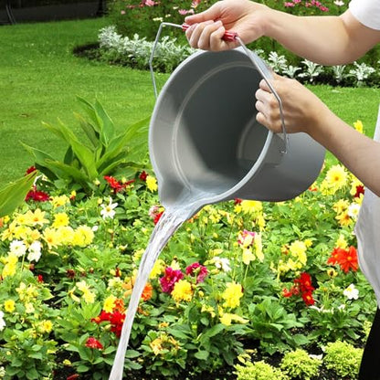 14 Quart Commercial Cleaning Pail with Handle, 4-Pack Plastic Bucket with Pour Spout, Grey