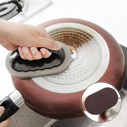 Diamond Sandpaper Magic Sponge Scrubber - Heavy Duty Cleaning Brush with Non-Electric Plastic Handle, for Pots, Pans, Grinders, Knives, Descaling & Decontamination, Commercial Kitchen Supplies,（Brown）