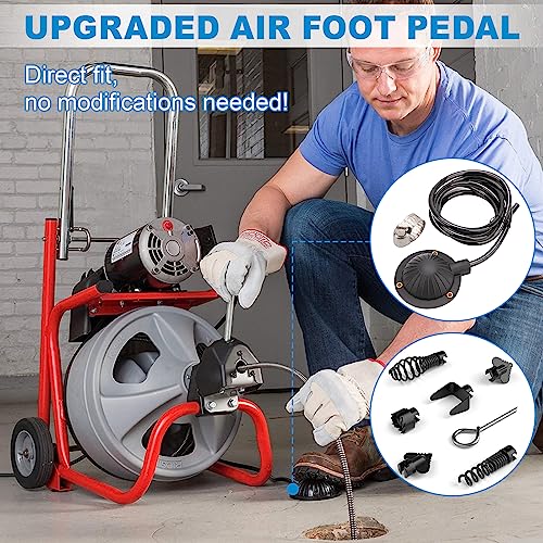 FEITON Air Foot Pedal + Cutter Head Set, Pedal Switch with 8' Hose, 16mm Steel Spring Automatic Locking Cutter Head, for Drain Cleaning Machines Replace Ridgid K-400, K-380, K-3800, K-7500, Spartan - color: Air Foot Pedal + Cutter Head