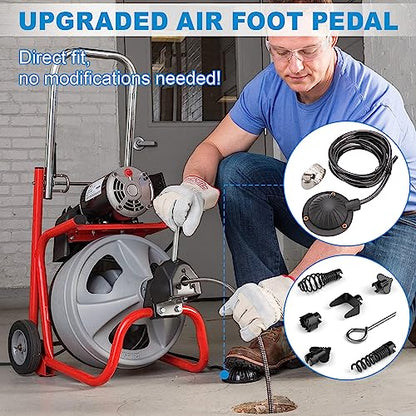 FEITON Air Foot Pedal + Cutter Head Set, Pedal Switch with 8' Hose, 16mm Steel Spring Automatic Locking Cutter Head, for Drain Cleaning Machines Replace Ridgid K-400, K-380, K-3800, K-7500, Spartan - color: Air Foot Pedal + Cutter Head