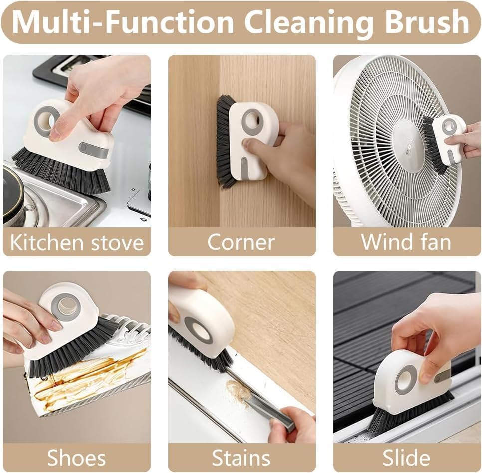 2-in-1 Groove Cleaning Brush with Hidden Scraper, Window Track Cleaner Brush, Crevice Cleaning Tool for Sliding Door Tracks, Window Sills, Narrow Gaps, Kitchen & Bathroom Cleaning (White) - color: White
