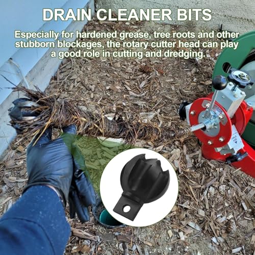6-Blade Drain Snake Cutter Head (Fits 5/16"-3/4" Cables) – Heavy Duty CNC Steel Root/Grease/Hair Remover with Rustproof Coating, Hex Key & Screws Included - style: 1-Piece