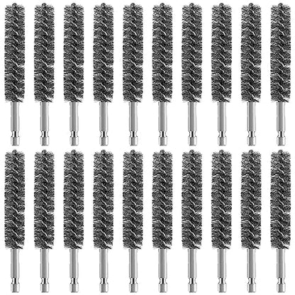 Geiserailie Bore Brush Bristles Wire Brush for Power Drill Cleaning Wire with Hex Shank Handle for Power Drill Cleaning(20 Pieces,Stainless Steel) - style: Stainless Steel