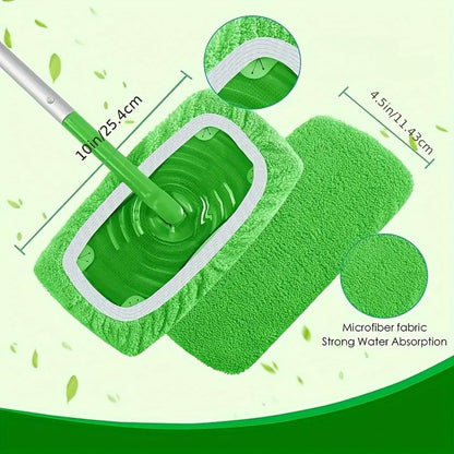 Microfiber Mop Pads - 4 Pack Reusable Washable Refills for Wet & Dry Floor Cleaning - Fits Most Standard Mops - Green Household Cleaning Pads - color: Green