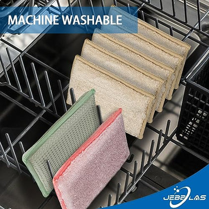 JEBBLAS Bamboo Natural Absorbent Sponges Kitchen Cleaning Sponges Reusable Dish Washing Sponges Beige (8 Pack) - color: Beige