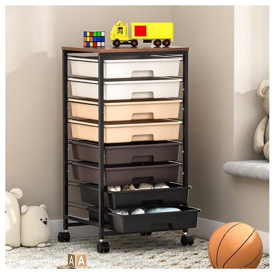 SYKIARIOL Rolling Storage Cart with Drawers, Rolling Drawer Cart and Wooden Tabletop,Storage Drawer Cart for Living Room,Classroom,Bedroom,Bathroom,Dorm,Office,Brown Gradient - color: Brown Gradient