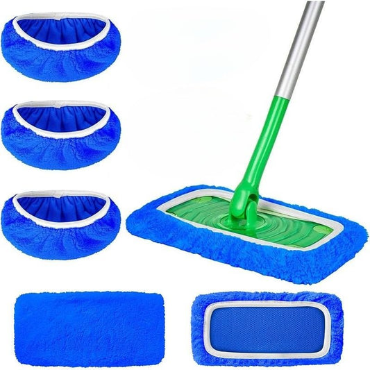 Microfiber Mop Pads - 3 Pack Reusable Washable Refills for Wet & Dry Floor Cleaning - Fits Most Standard Mops - Deep Blue Household Cleaning Pads - color: Deep Blue