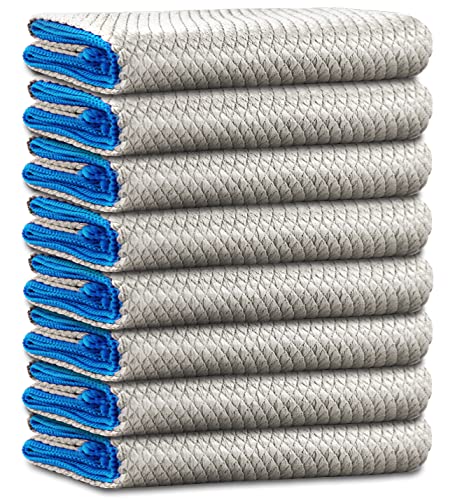Microfiber Cleaning Cloth Lint Free Glass Cleaner Window Polishing Streak Free Miracle Easy Clean Rag Reusable for Mirror Kitchen Dish Auto Detailing,Pack of 8, 12'' x 16'', Light Grey - color: Light Grey, 12 X 16 Inch