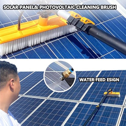 Solar Panel Cleaning Pole 30ft Telescopic Water Fed Brush Squeegee, Long Reach Solar Panel Cleaning Brush Water Fed, Window Pressure Washer with Widened 40cm Rotatable Brush - size: 9m