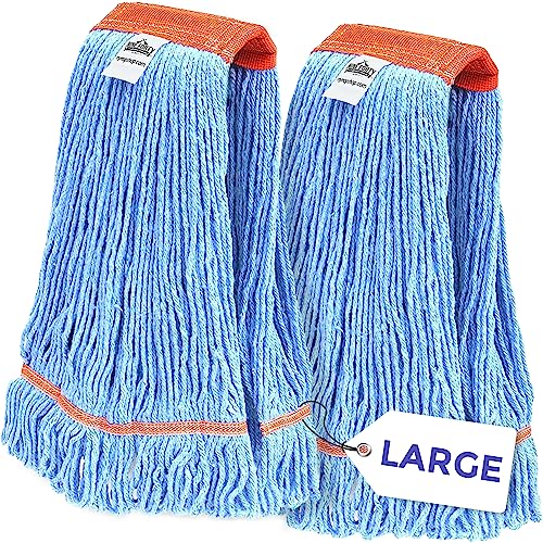Nine Forty 2-Pack Industrial and Commercial-Grade Looped End Wet Mop Head Refill - Heavy Duty 20 Inch 4-Ply Premium Synthetic Yarn - for Optimal Absorption and Durability - Blue (2 Pack, Large) - color: Blue (Pack of 2)