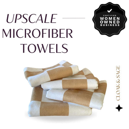 Microfiber Cleaning Cloths 13x13 – Lint-Free, Streak-Free Reusable Towels for Kitchen, Glass, Bathroom & Car | Cloak & Sage - color: Latte