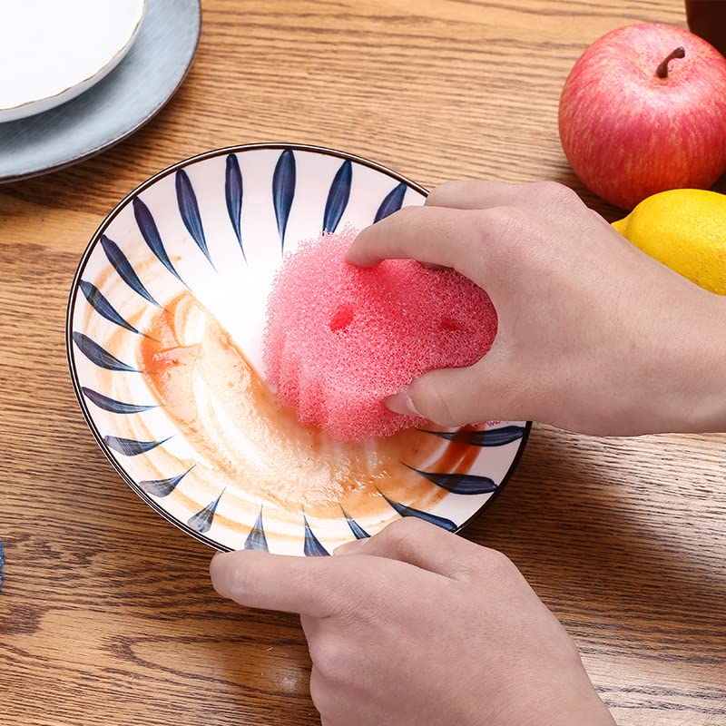 Color Sponge, 3 Pack Non-Scratch Scrub Dish Sponges, Temperature Controlled Kitchen Sponge for Kitchen, Bathroom
