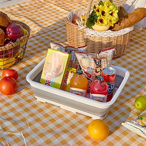 Goderewild Collapsible Dish Pans – 10L (2.6 Gal) Foldable Sink Tub, 14.5'' x 10.5'' x 5", Compact and Space-Saving Multiuse Foldable Basin for Dish Washing, Camping, RV and Vegetable Cleaning - color: Gray