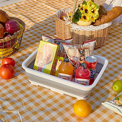 Goderewild Collapsible Dish Pans – 10L (2.6 Gal) Foldable Sink Tub, 14.5'' x 10.5'' x 5", Compact and Space-Saving Multiuse Foldable Basin for Dish Washing, Camping, RV and Vegetable Cleaning - color: Gray